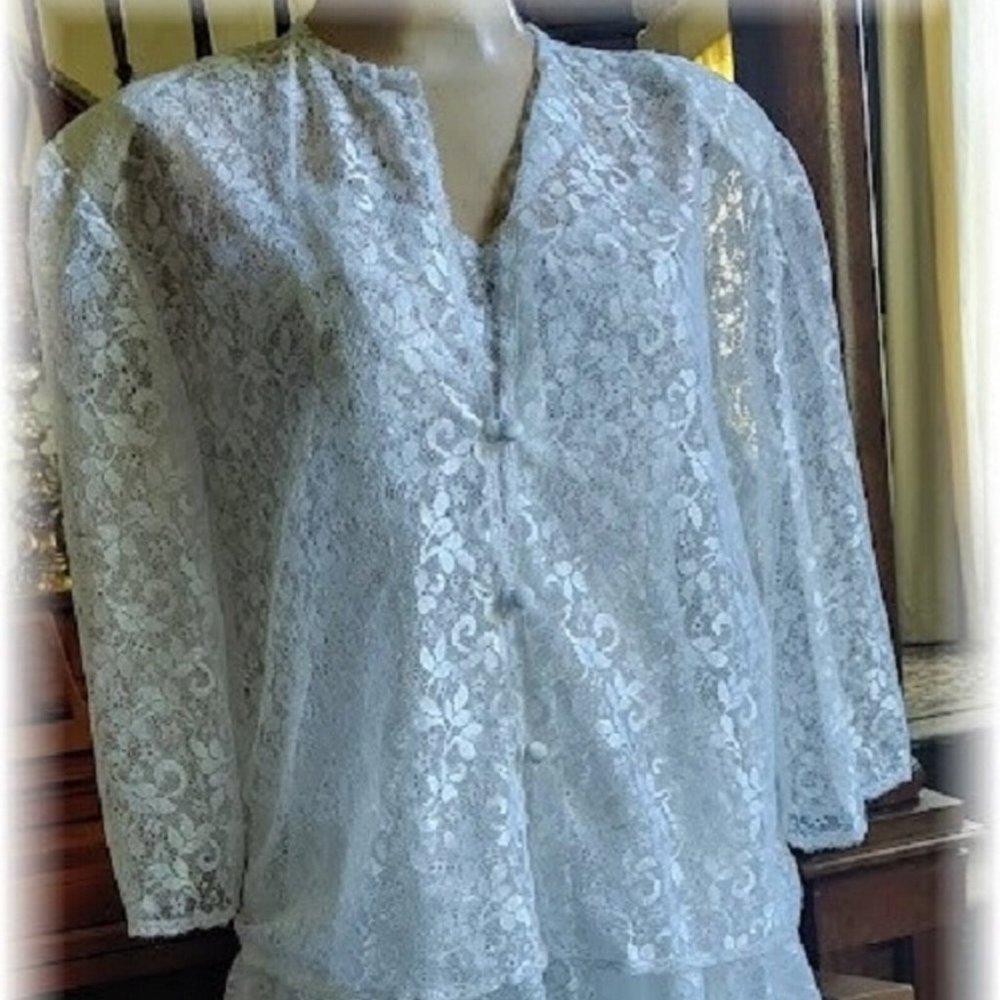 Amaretta Lace Nightgown with Bed Jacket Medium